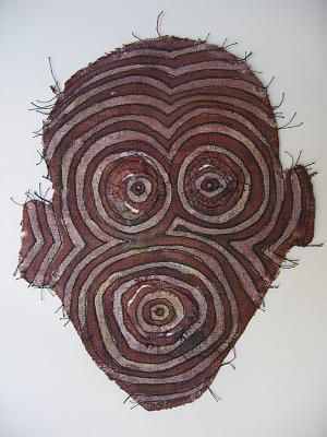 Kopf 1.jpg - Kopf genäht, 2007, Stoff, Gouache, ca. 22 x 17 cm